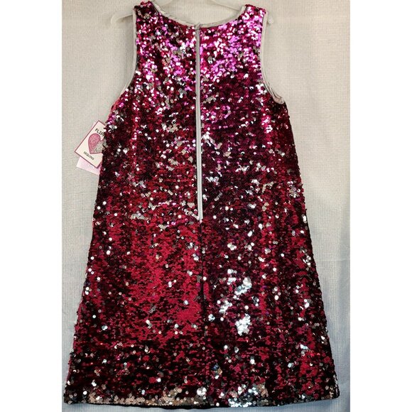 Lavender Girls Sequin Dress Flippable Sequins Silver/Hot Pink/Red Size 14/16 - Picture 6 of 11